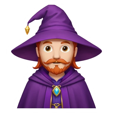 red haired wizard with mustache, purple cloack sticker