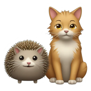 A cat and a hedgehog sticker