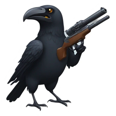 crow with gun sticker