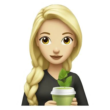 Blonde Women with a Matcha Cup sticker