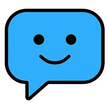 comment emoji with blue speech bubble, simple style, minimal face sticker