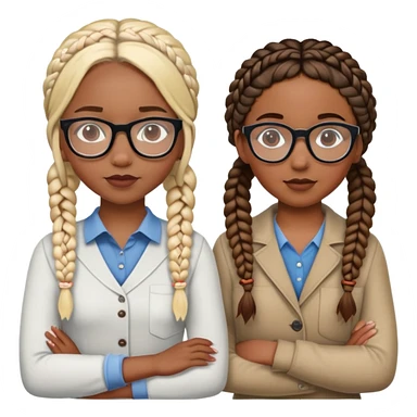 band class with a black girl with bohemian braids and glasses and a white teacher with short blone hair and glasses and another black girl with braids and another medium sized girl with briads and a white girl with red highlights and brown hair sticker