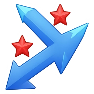 fait moi un émojie discord avec une fleche verre le haut bleu avec la bout un peu separer et des etoile a coté sticker