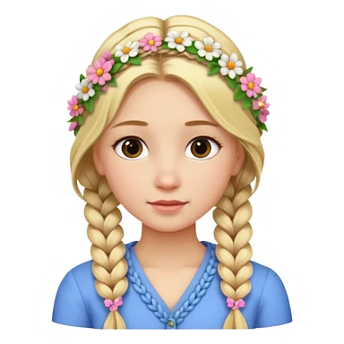 a girl with long blonde hair in a braid with flowers sticker