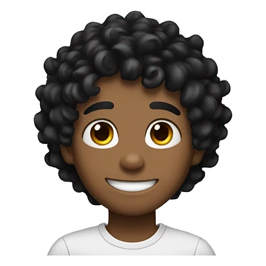 A curly black hair boy with black cat ears sticker