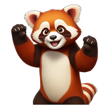 Red panda hands up sticker