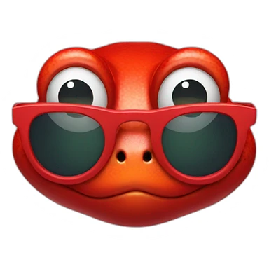 Red frog with glasses sticker