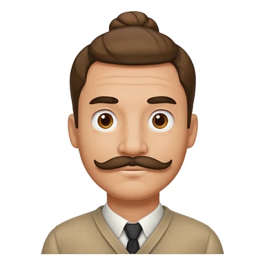 bun hair man and mustache sticker