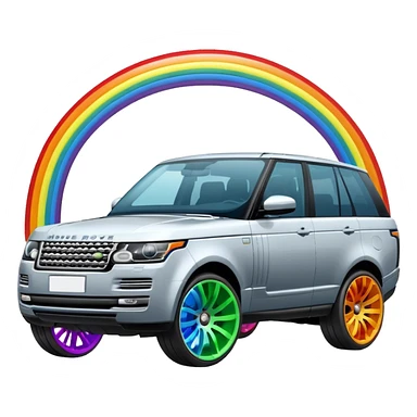range rover with rainbow wheels sticker