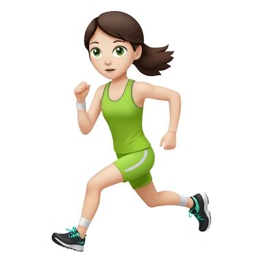 a white brunette girl with green eyes and freckles going for a run sticker