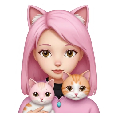 Девочка с кошкой в розовом sticker