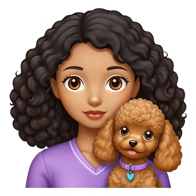 Girl wavy 2 A black hair brown skin and apricot toy poodle sticker