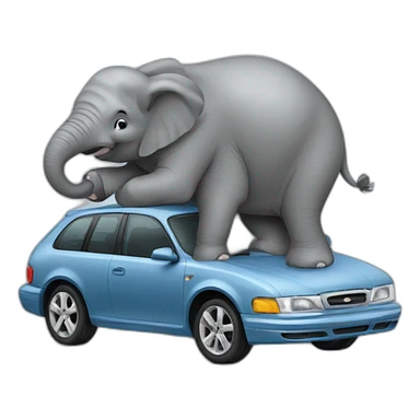 An elephant pooing on a car sticker