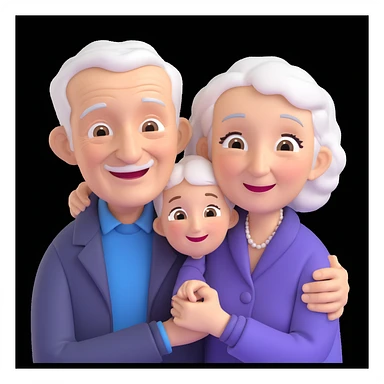 elderly couple acting flirtatious and affectionate, realistic 3D style, warm lighting, joyful expressions sticker