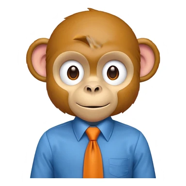 orange monkey with blue shirt,brown tie sticker