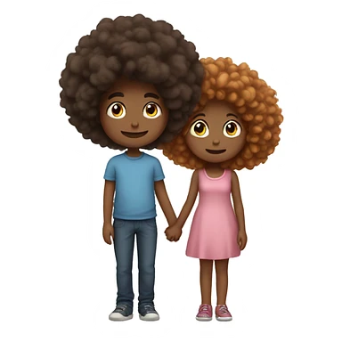 boy with fluffy hair holding hands with girl sticker