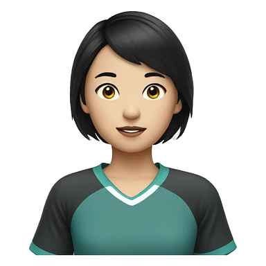 Chinese girl with short black hair who play hockey sticker