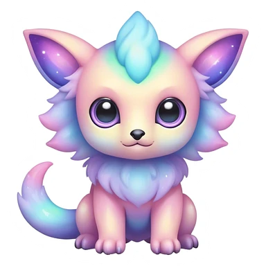Cute adorable kawaii colorful pastel nebula fantasy animal hybrid Fakemon full body big eyes  sticker