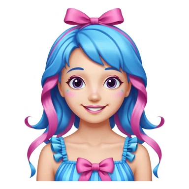 candy girl from candyland very long blue-pink mixed candy hair with ribbon and no tattooes sticker