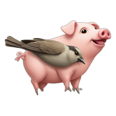 pig and Sparrow friends sticker