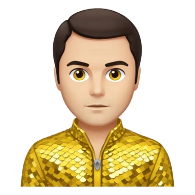 John Saxon with dark brown hair, yellow sequin outfit sticker