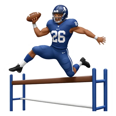 Saqoun Barkley hurdle over a person sticker