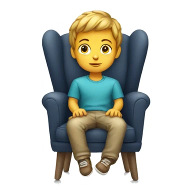 young boy sitting in a small chair sticker