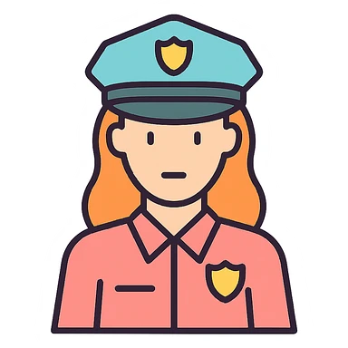 female enforcer, soft color palette, icon style sticker