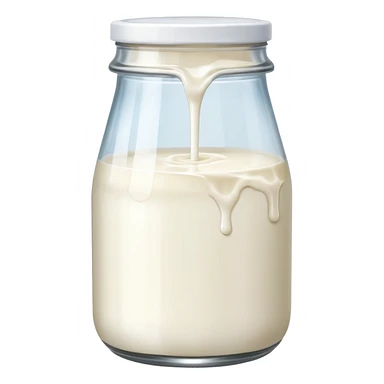 a jar of milk but the top is sticky and its dripping sticker