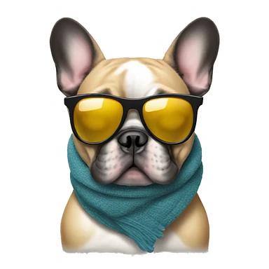 French bulldog wearing sunglasses and a scarf  sticker