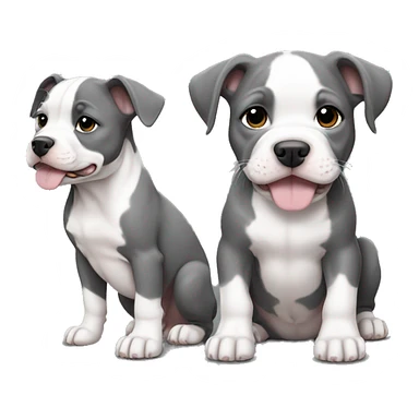 Puppy pitbull with one side of the face gray and the other side white sticker