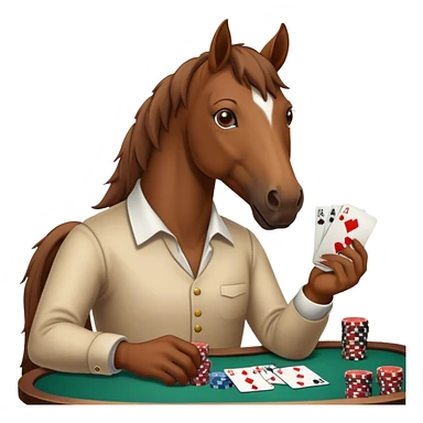horse playing poker sticker