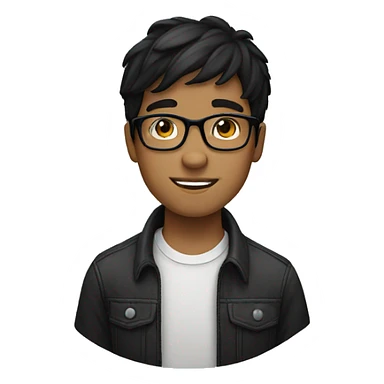 A young guy with glasses with black hair sticker