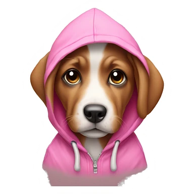 puppy wearing a pink hoodie  sticker