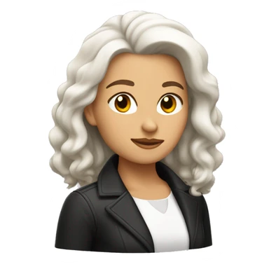 gato blanco con negro mujer pelo castaño  sticker