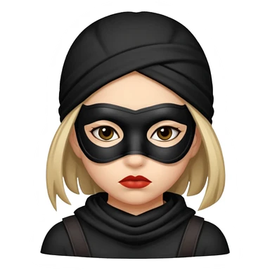 Girl robber wearing mask with pouty eyes sticker