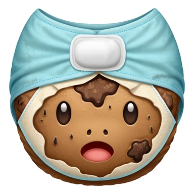 diaper stained with brown smelly poop, clear and simple sticker