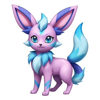 Futuristic Fluffy Celestial Magical Ethereal Fantasy-Glaceon-Espeon-Sylveon-Umbreon-hybrid, full bod sticker