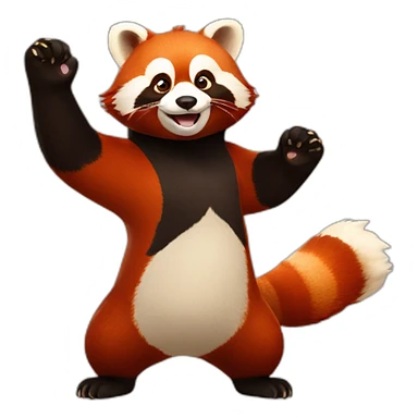 Red panda hands up sticker