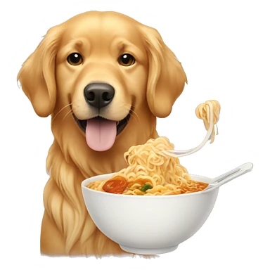 Golden retriever eating ramen sticker