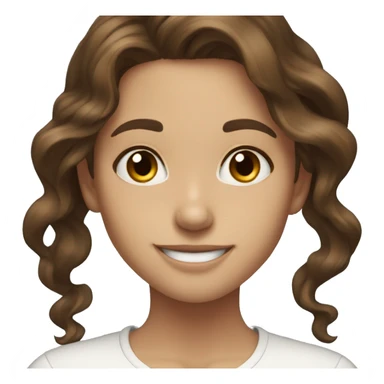 Brown hair brown eyes wavy hair girl smiling happy sticker