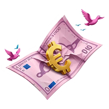 pink money with euros  flying  sticker