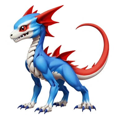 Skeletal Koraidon-Veemon-Digimon-Latias-Peppercat-Pokémon-Flamedramon-fusion-animal-hybrid-creature, Full body  sticker
