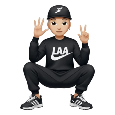 Crea Un Emoji De Cuerpo Completo Que Sea Hombre Con Corte Alucin Que Tenga Gorra Nike, Suéter Negro Que Tenga La Letras LA El La Parte Del Corazón, Zapatos Adidas Con Una Palomita✅, Pantalón Ancho O Bellaco Con Unos Diseños De Palomas Blancas Y Asiendo Una Pose Con Su Mano Que Sea Está 🤙🏽. sticker