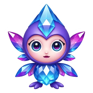kawaii chibi style crystal sprite creature that is purple, blue, and pink  sticker