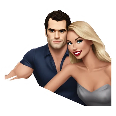 realistic photo of Henry Cavill with a beautiful  victoria secret model on a romantic sushi date sticker