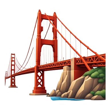 Cinematic Realistic Golden Gate Bridge Landmark Emoji, depicted with the iconic suspension bridge rendered with rich detail and vibrant, dynamic lighting. sticker
