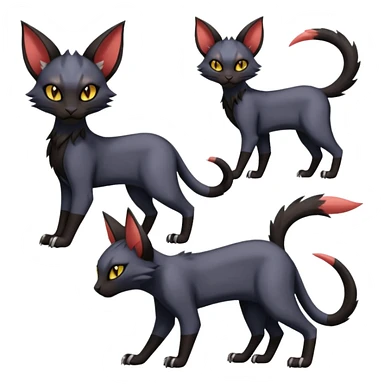 Black edgy Noivern-Bastet-Purloin-Torracat-Lykoi-Caracal-cat-Fakemon-fusion-hybrid-creature sticker