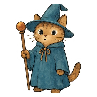 ghibli style wizard cat sticker