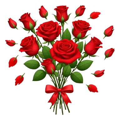 bouquet of red roses with some petals falling sticker